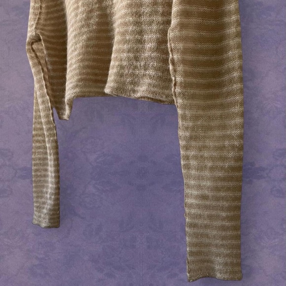 Ecote cream tan cropped stripe pullover pocket sweater ASO Violet Harmon - Picture 6 of 6